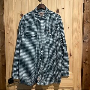 Rafter C Men's Green Check Pearl‎ Snap Shirt Size XL